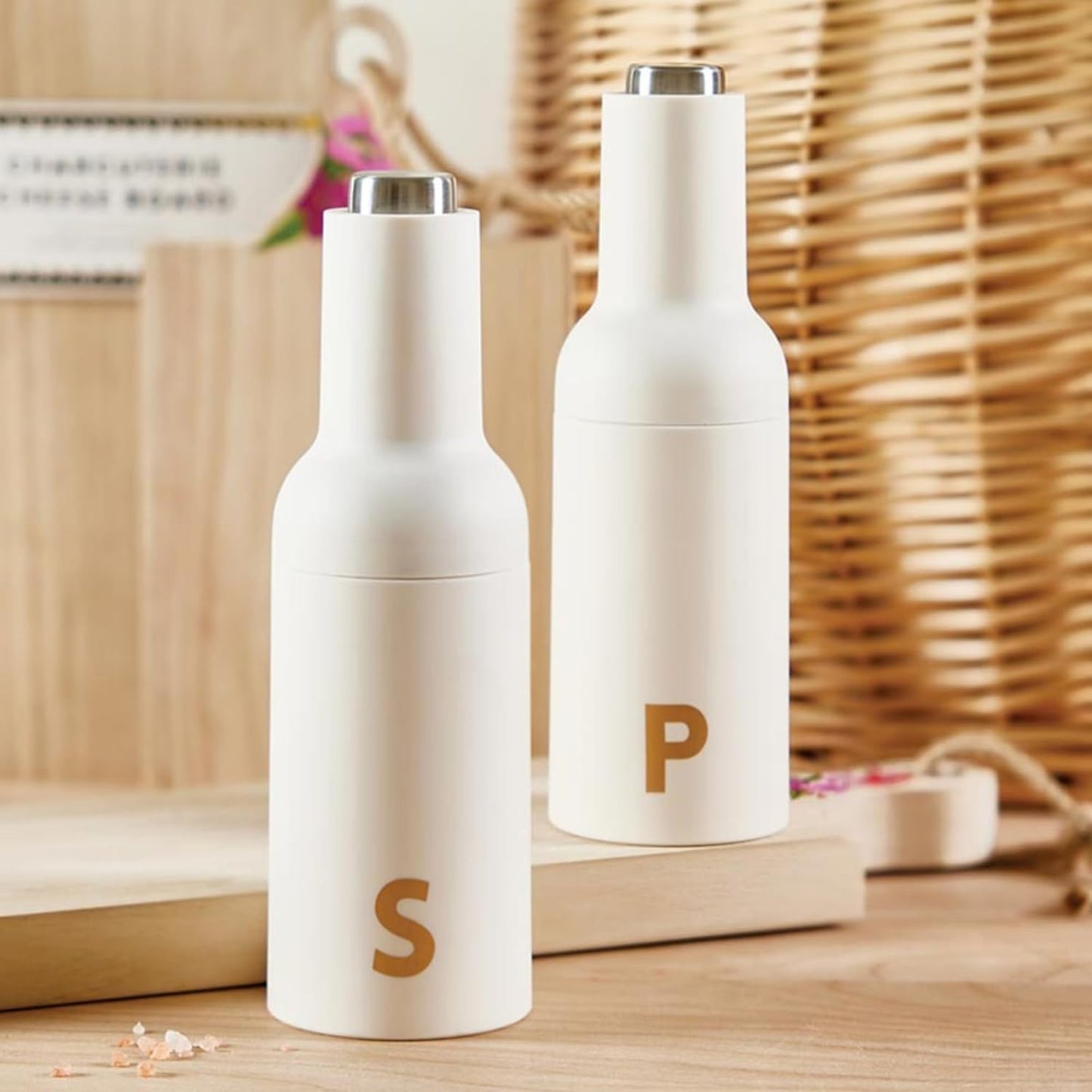 Electric Automatic Matte Ivory Pepper Grinder