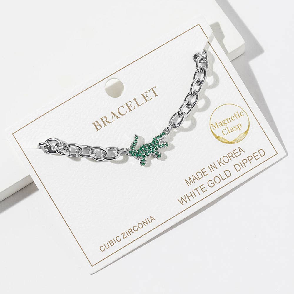 CZ Pave Alligator Link Chain Magnetic Bracelet