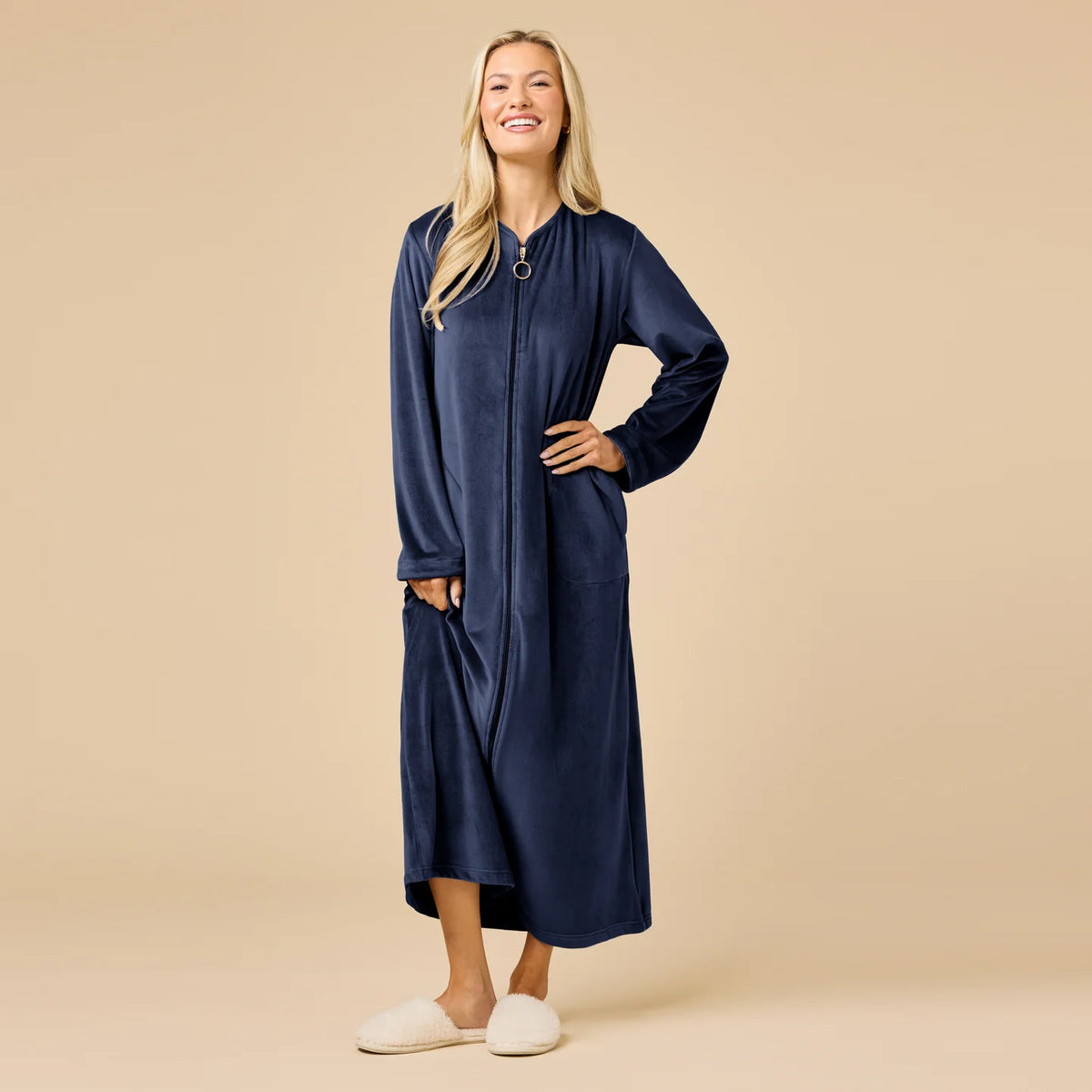 Serenity Shear Mink Zip Robe Midnight