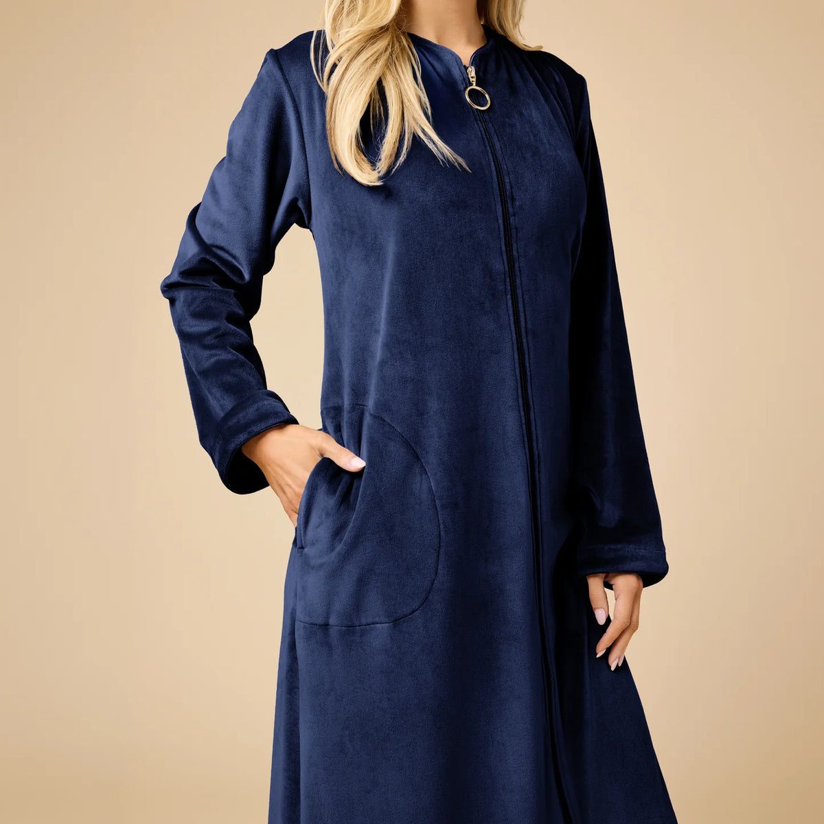 Serenity Shear Mink Zip Robe Midnight