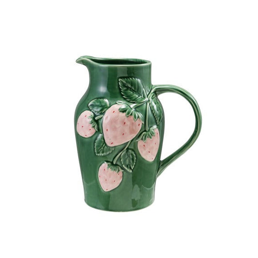 Hand Painted Embossed Pitcher with Strawberries