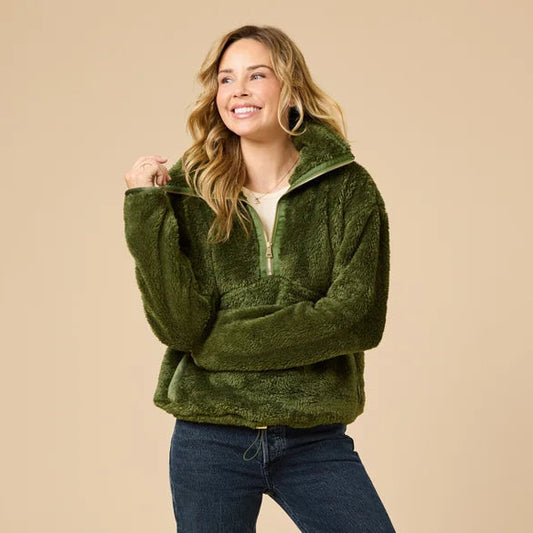 DreamPlush 1/4 Zip Pullover Olive