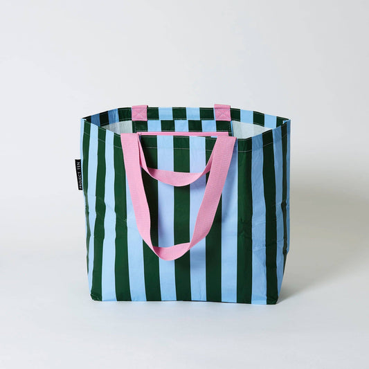 Green Blue Stripe Medium Tote