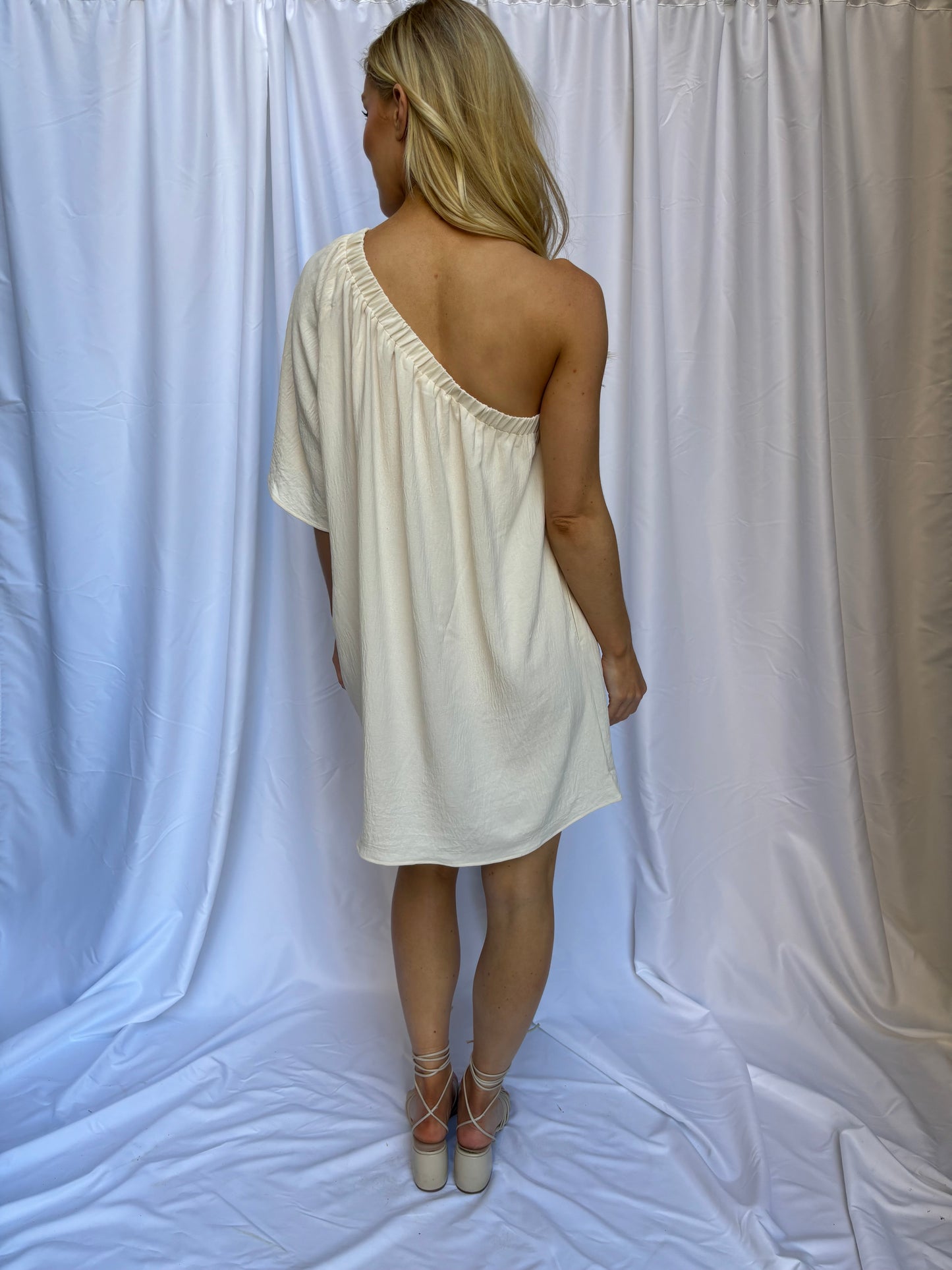 One Shoulder Dress- Beige