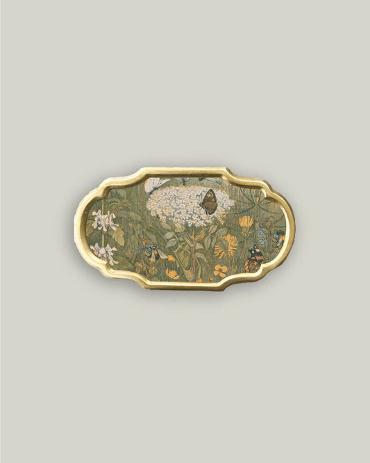 Flowers and Butterflies in Ornate Frame 5x9