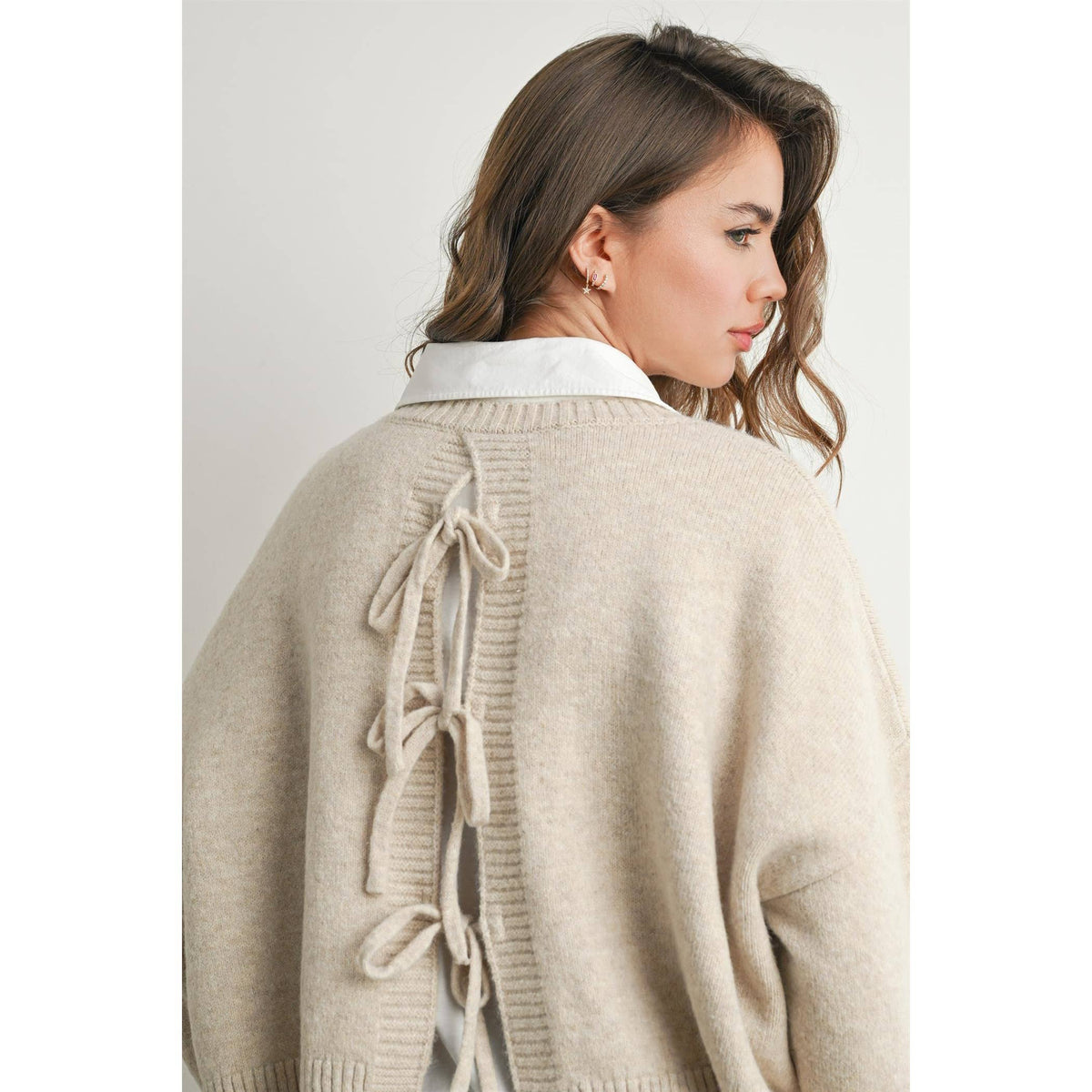 Tie-Back Sweater - Taupe