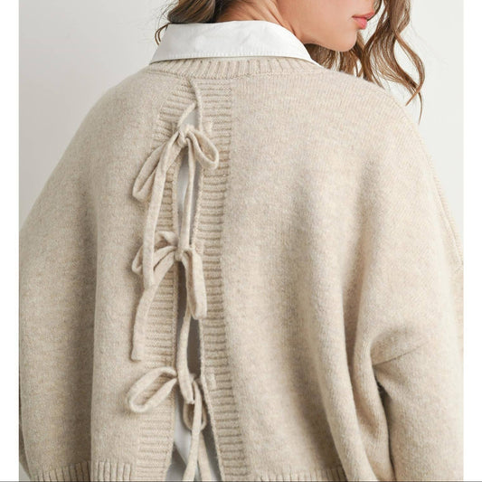Tie-Back Sweater - Taupe