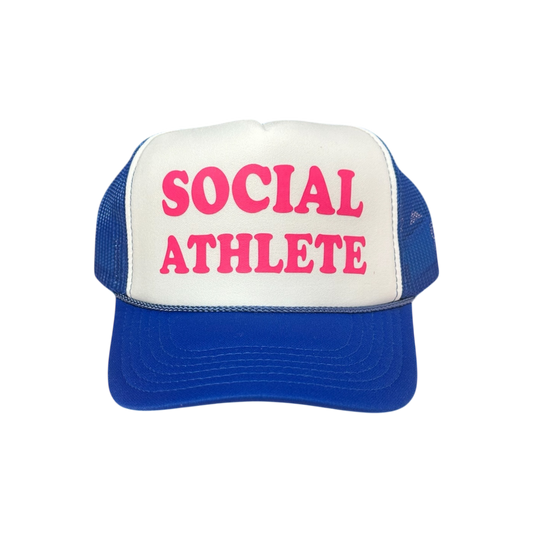 Social Athlete - White/Blue Trucker Hat