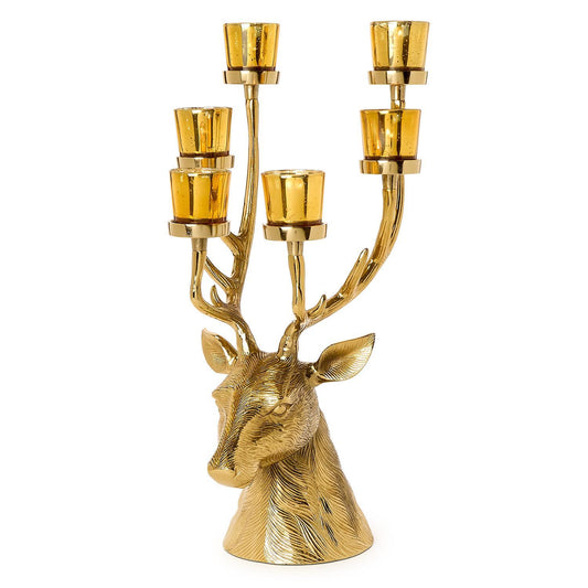 Gold Stag Candelabrum Centerpiece