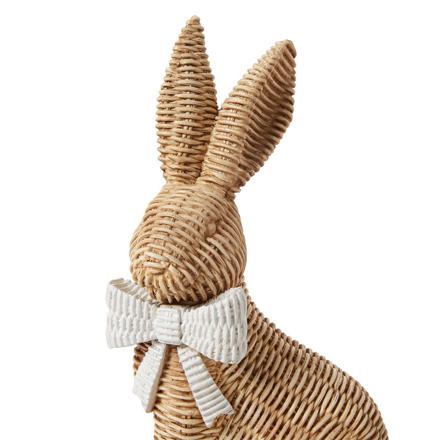 Wicker Weave Pattern Easter Bunny with Bow - Resin