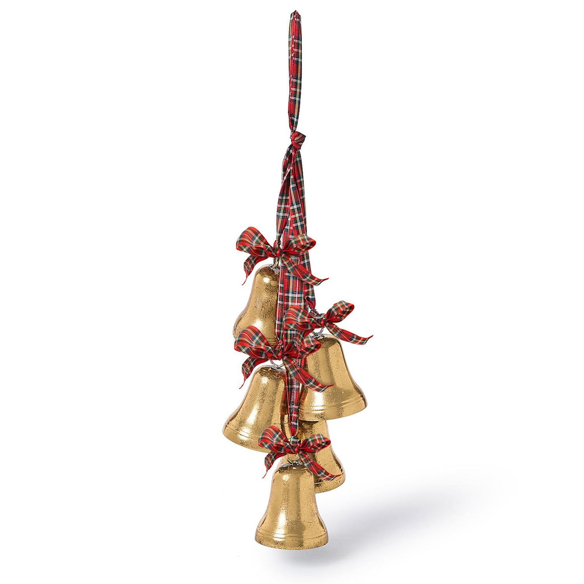 Hanging Bells Decor Plaid Ribbon