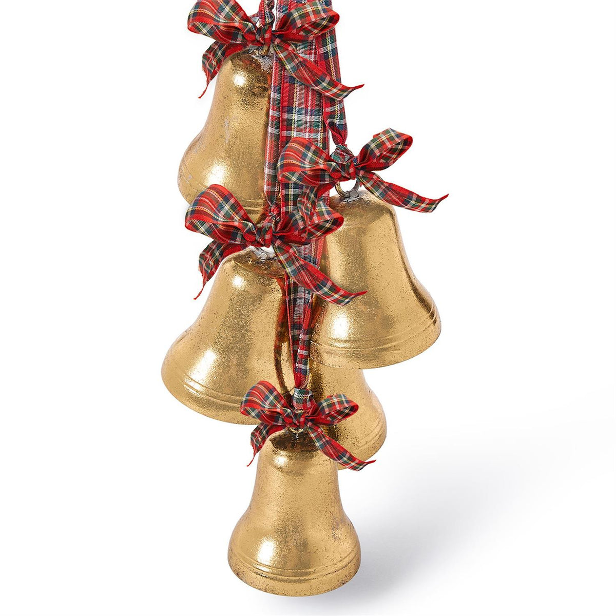 Hanging Bells Decor Plaid Ribbon