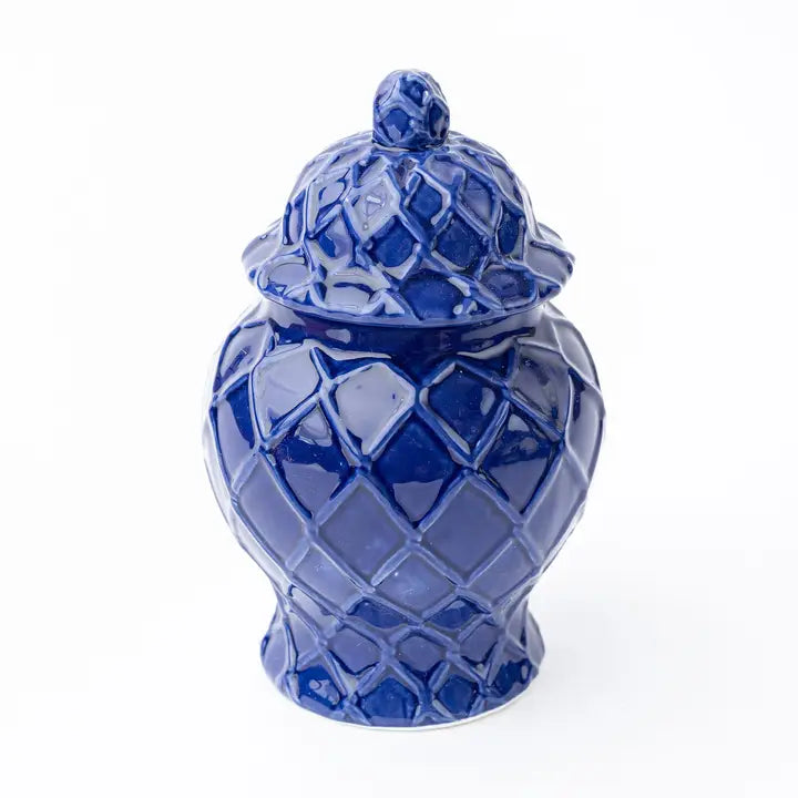 Navy Textured Ginger Jar - Small