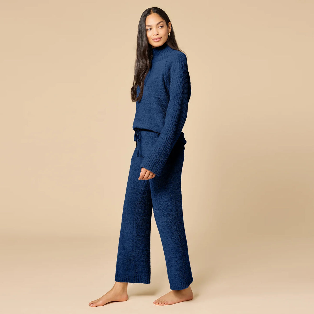Marshmallow Rib Mock Neck with Long Pant Midnight
