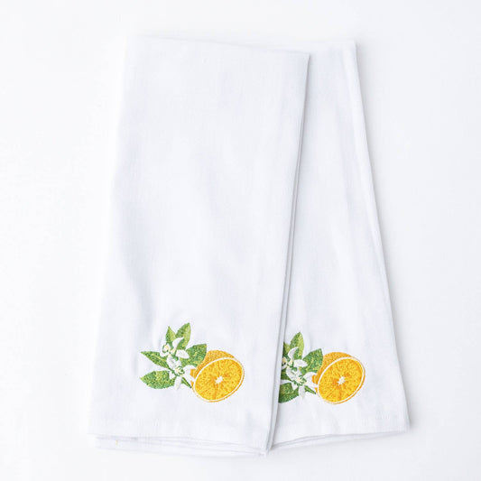 Orange Blossom Embroidered Kitchen Towel Set