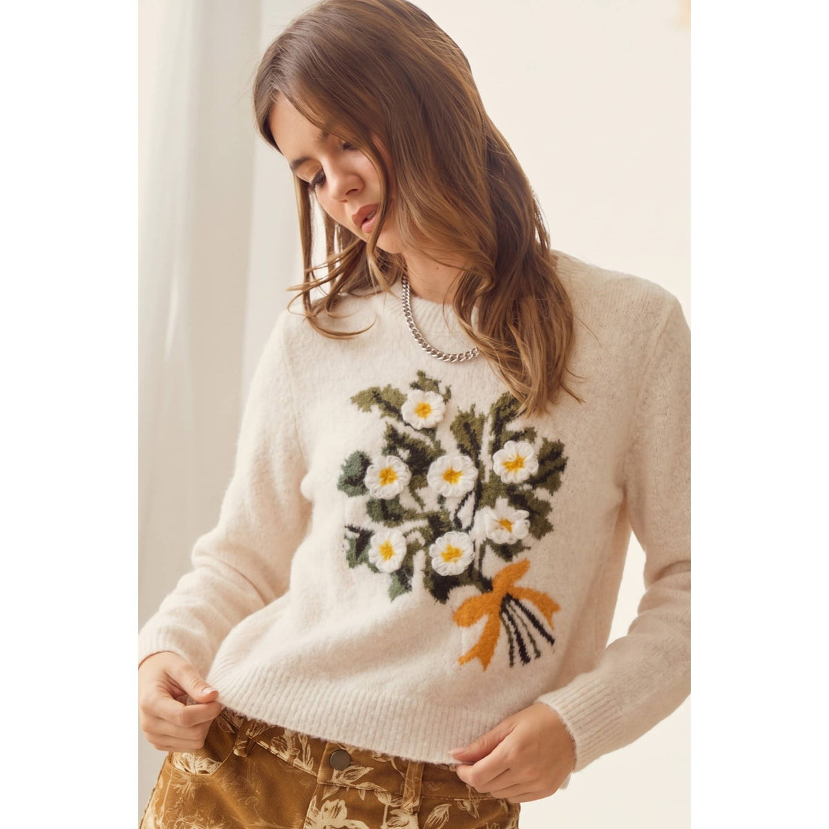 Elegance Embroidered Bouquet Sweater