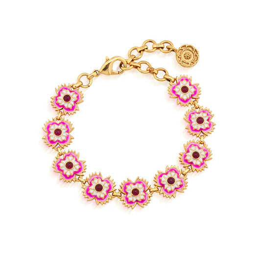 Dianthus Link Bracelet, 7"+1.5" - Pink