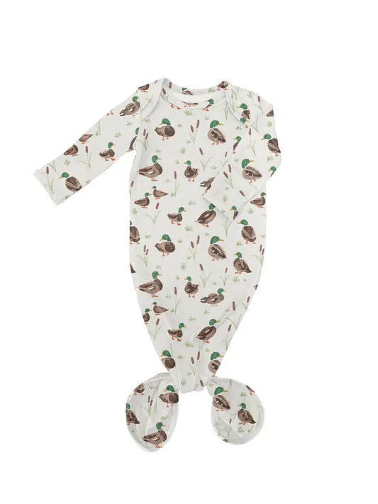 Mallard Drake - Knotted Gown: 0-3 MONTHS