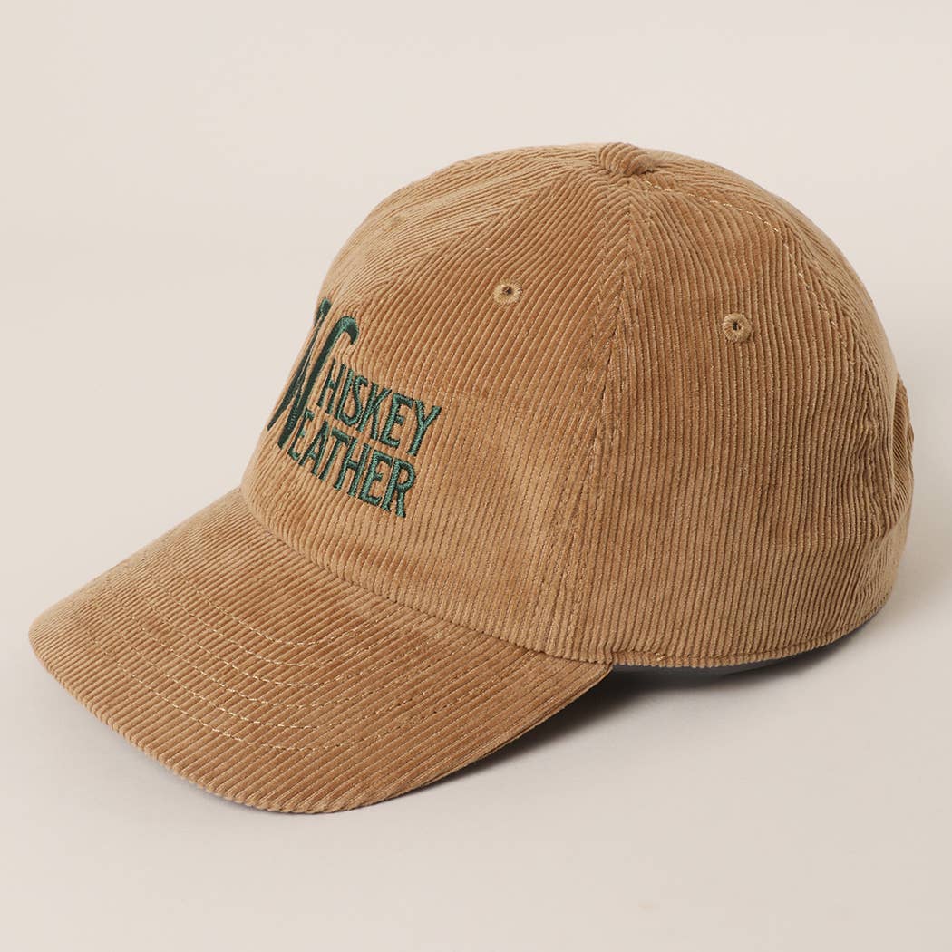 WHISKEY WEATHER Embroidered Corduroy Baseball Cap
