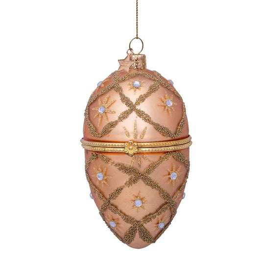Ornament Glass Gold Decorated Egg w/Opening