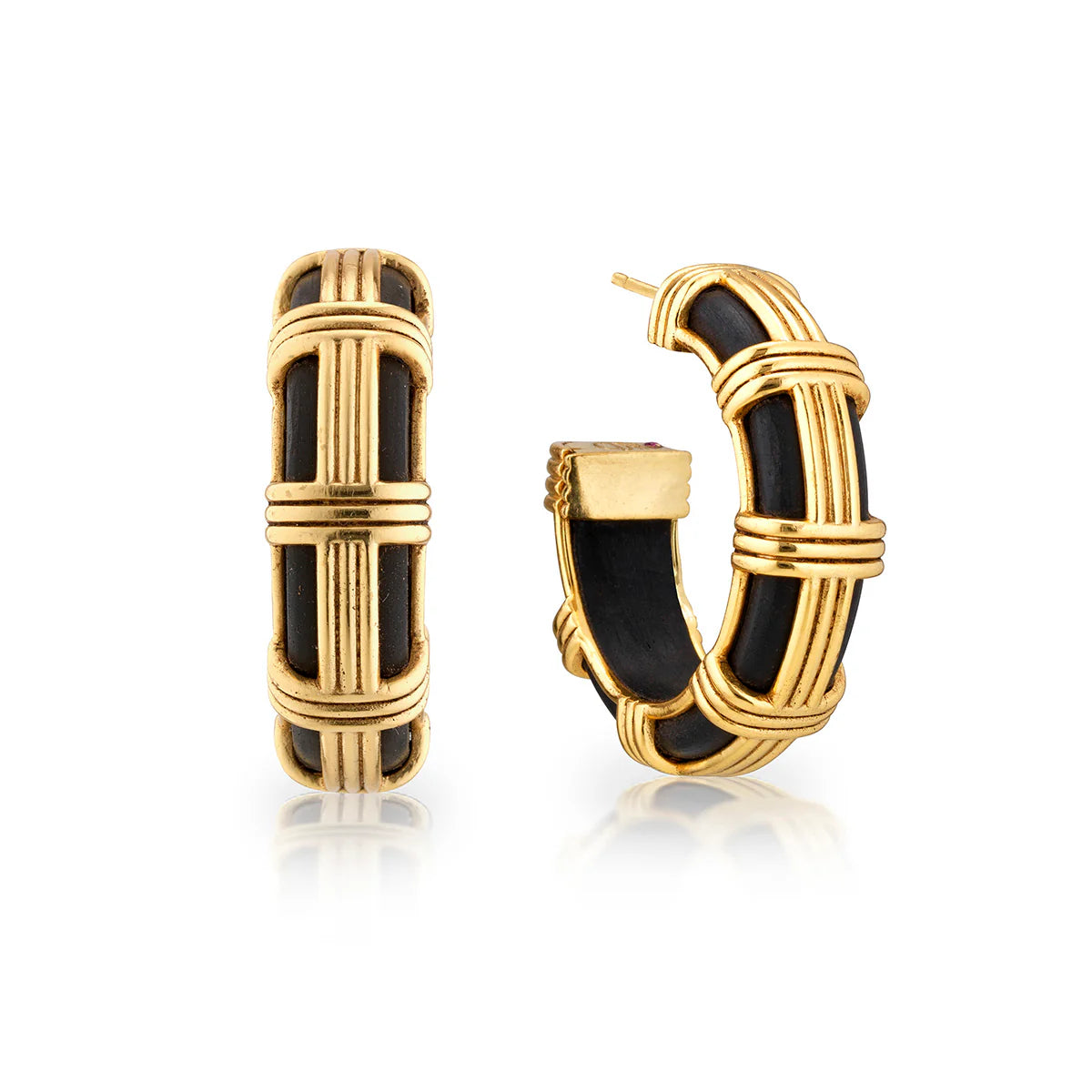 Gaia Cage Hoop Earrings - Ebony