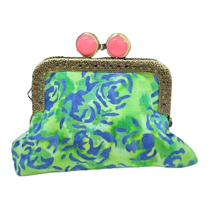 Mini Clutch Coin Purse - Blue Rose / Strawberry