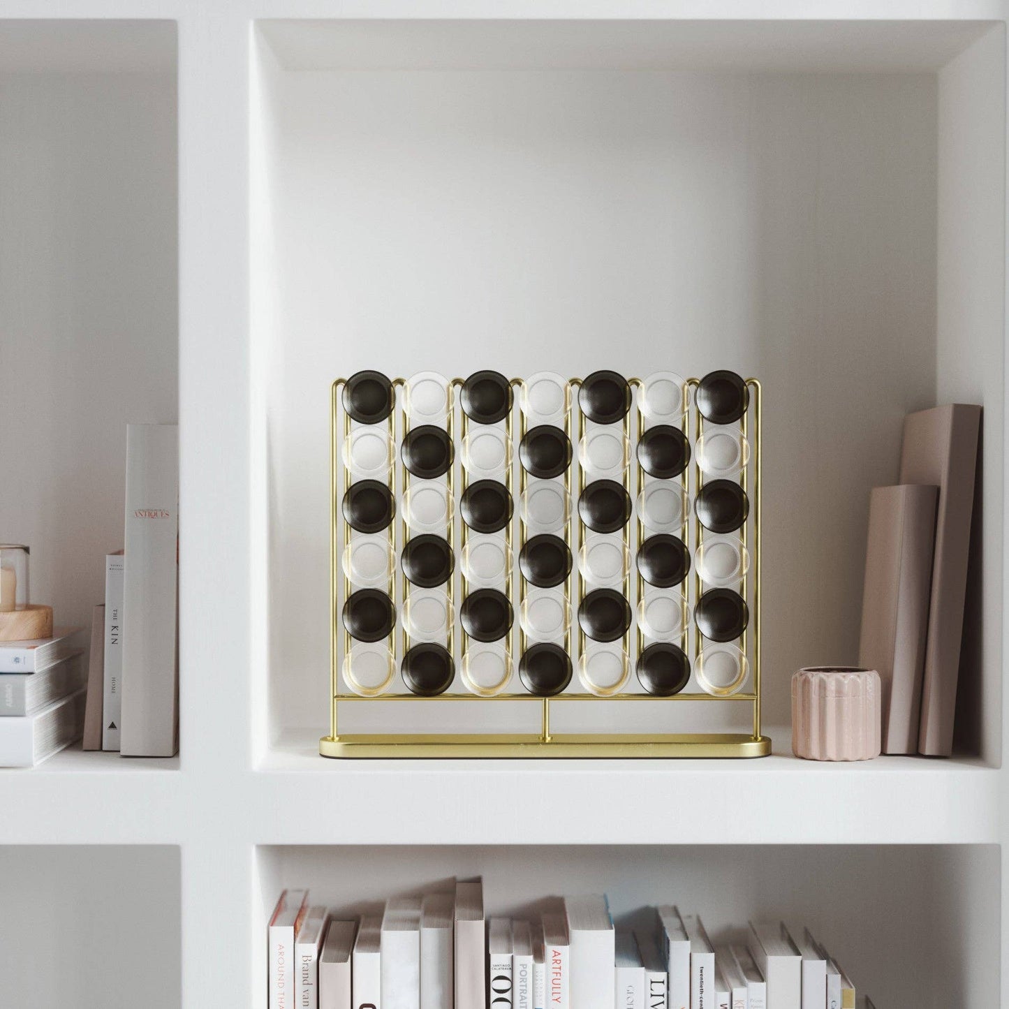 Connect 4 Game Stax 4 in a Row Home Decor Display: Brass