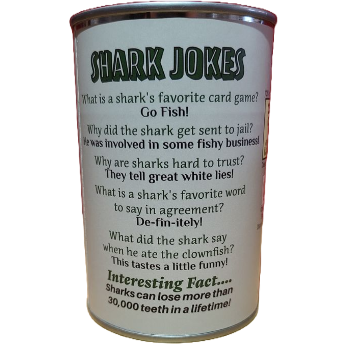 Canned Shark | Stuffed Animal Plush w/Jokes | Unique Gift: Pop Top Lid