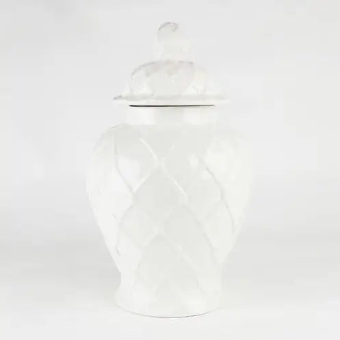 White Textured Ginger Jar - Extra Large