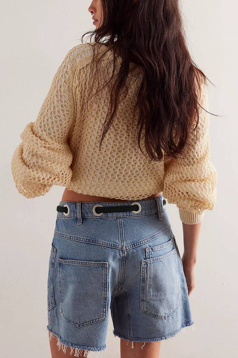 Lace-Up Denim Shorts: Black Belt