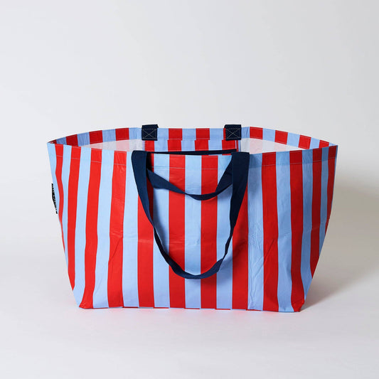 Red Blue Stripe Oversized Tote