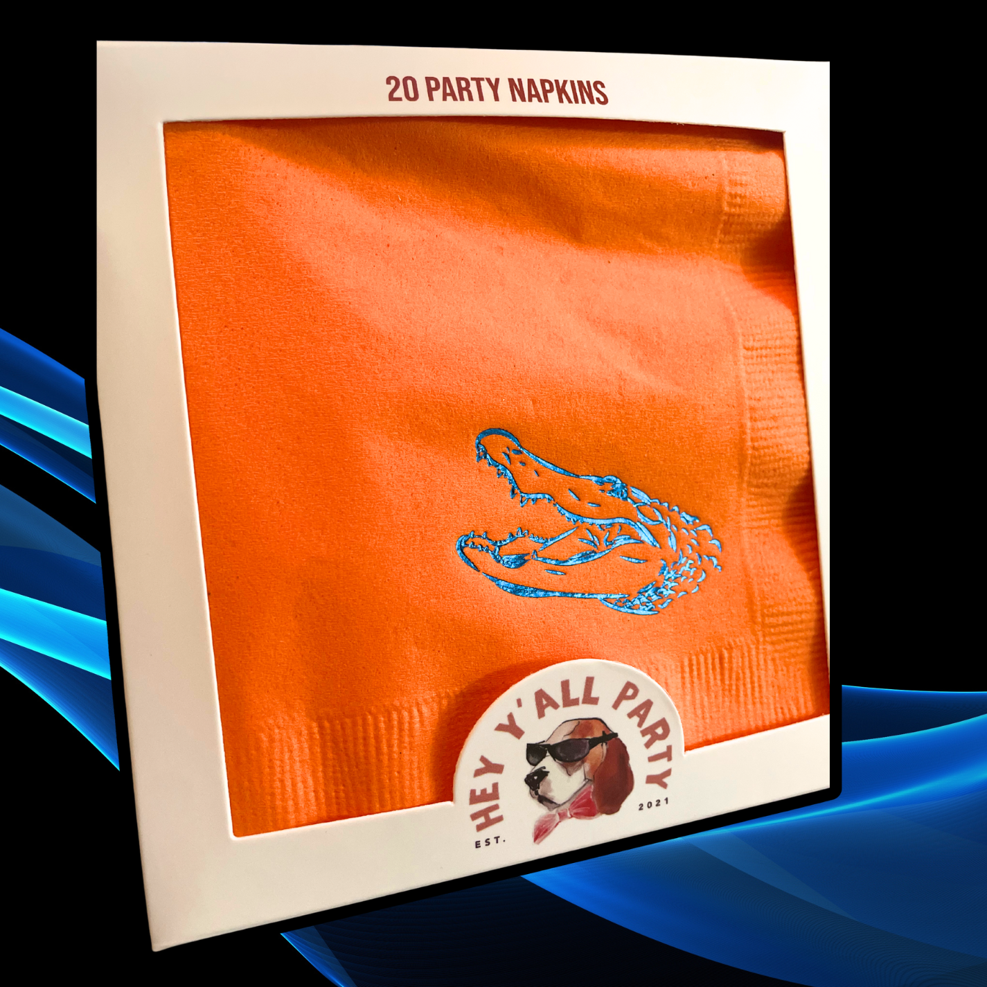 Gator Orange Napkin Blue Shiny Foil Napkins