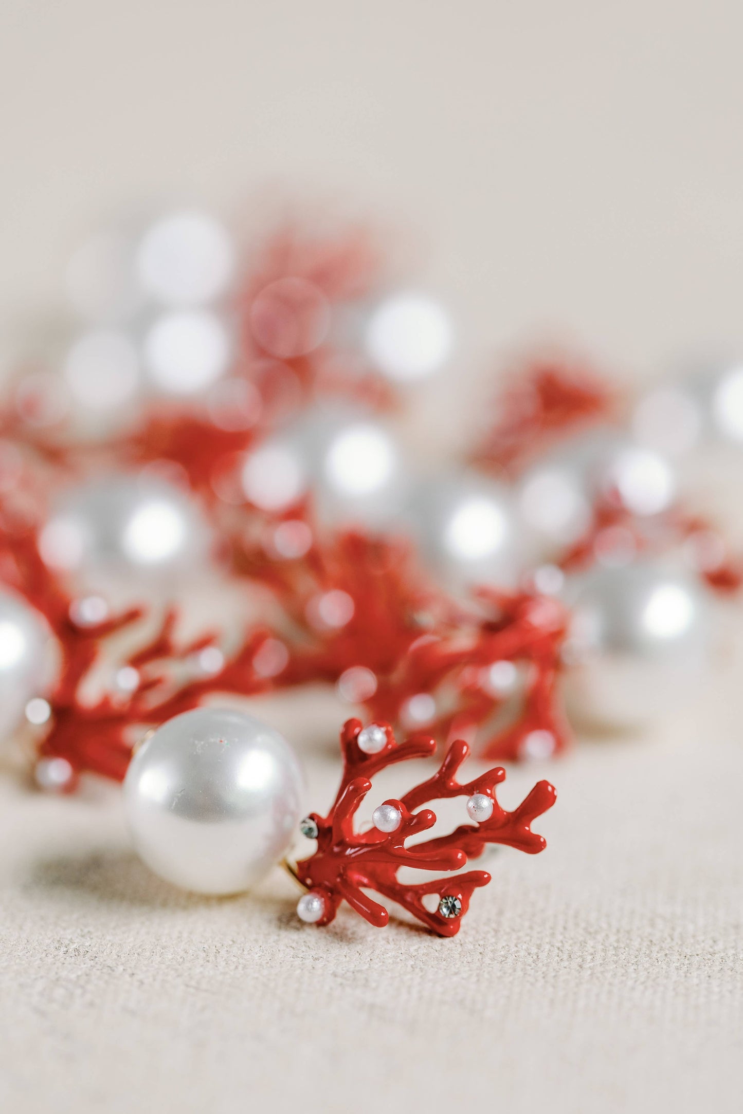 Pearl and Coral Mini Statement Earrings