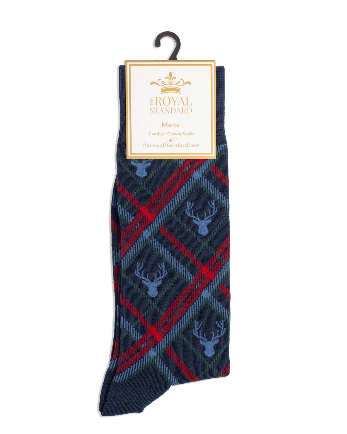 Men's Layton Deer Plaid Socks Navy/Red/Green