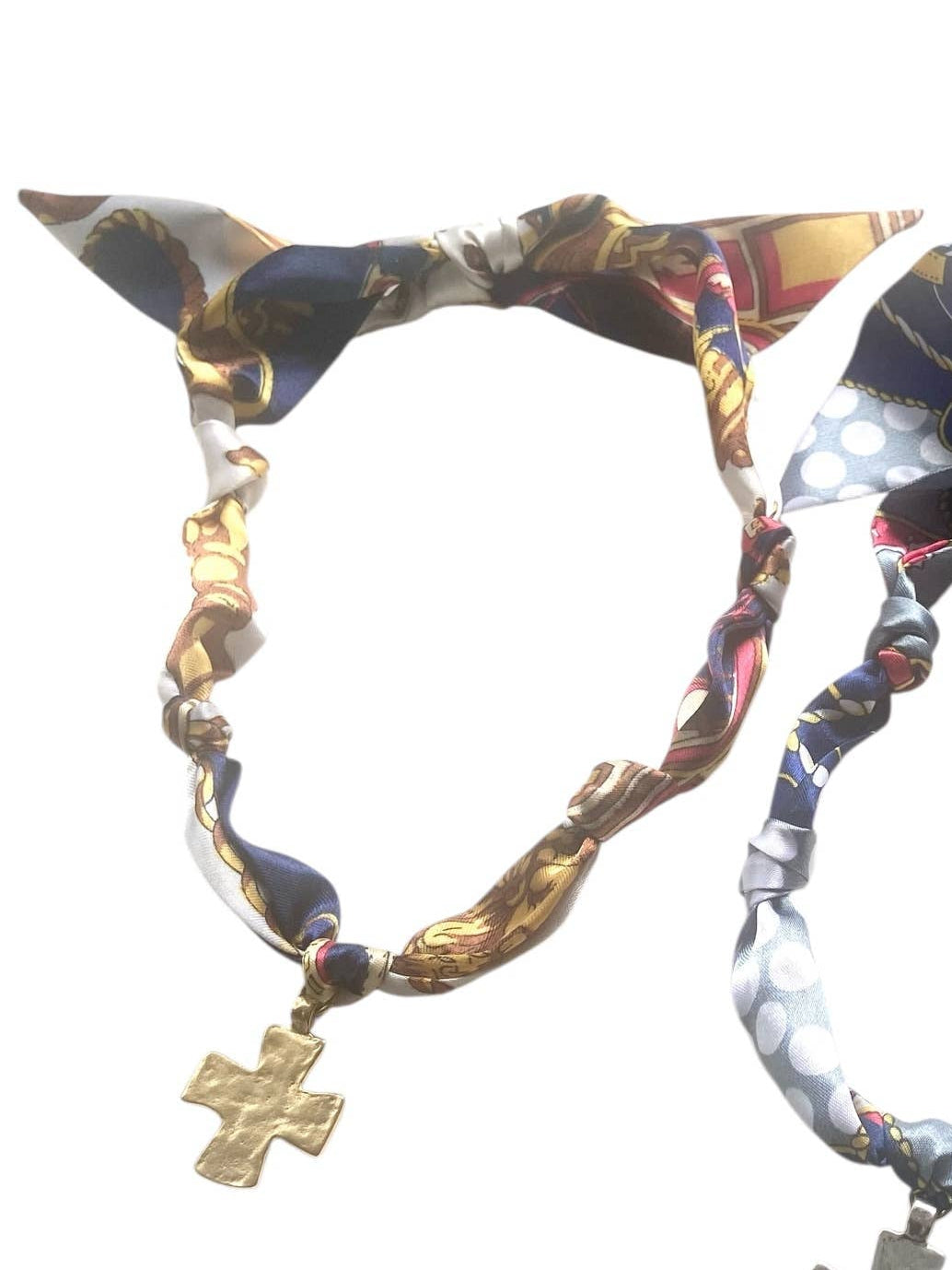 Scarf necklaces hammered trendy jewelry : Gold Cross