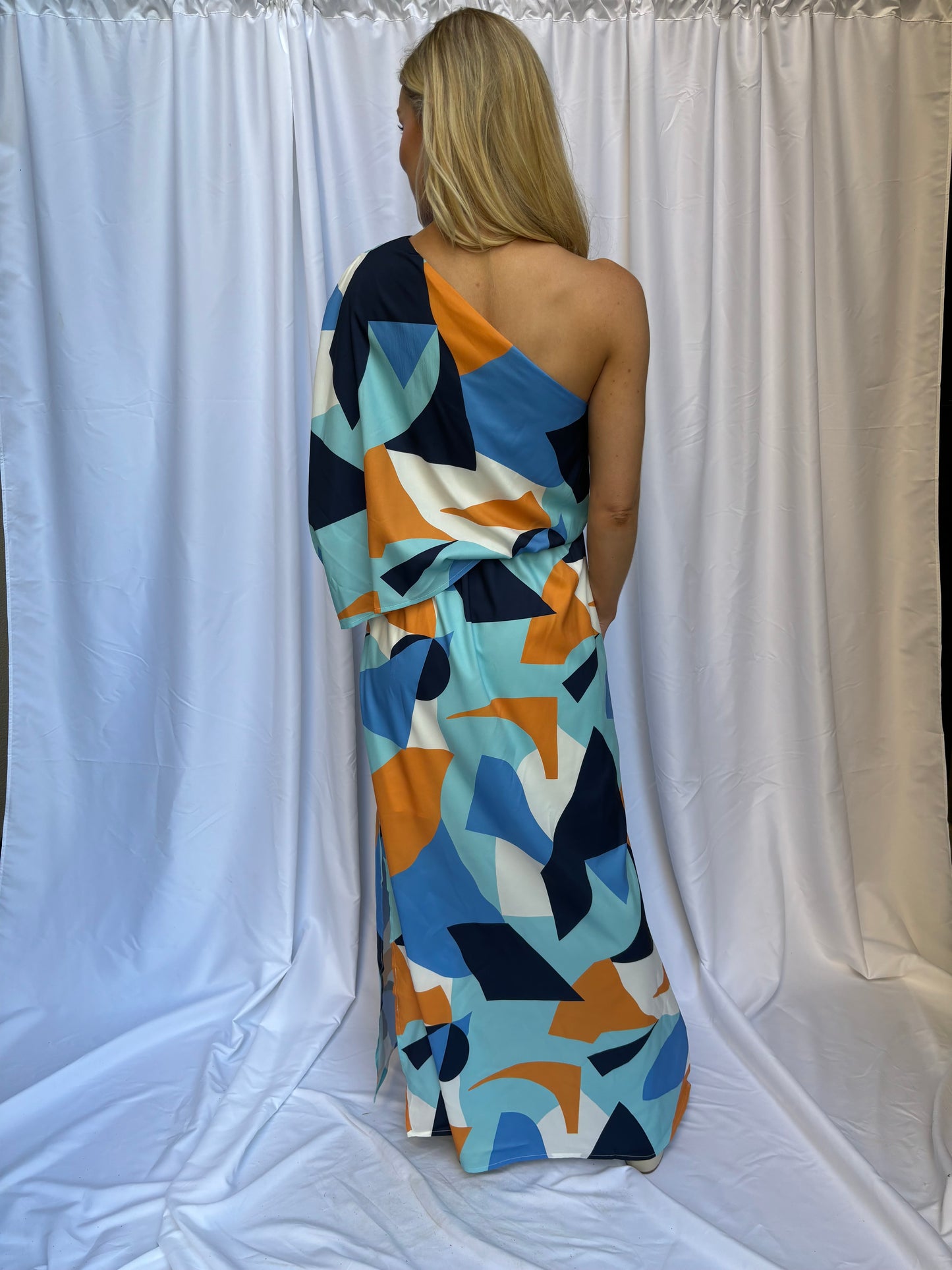 Geo Maxi Dress- Blue/Orange