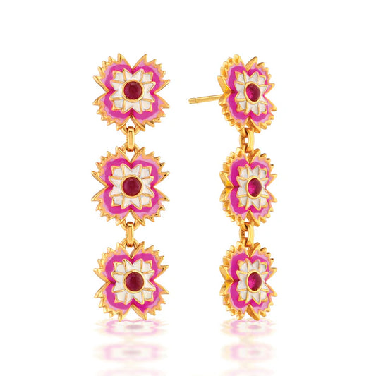 Dianthus Linear Earrings - Pink
