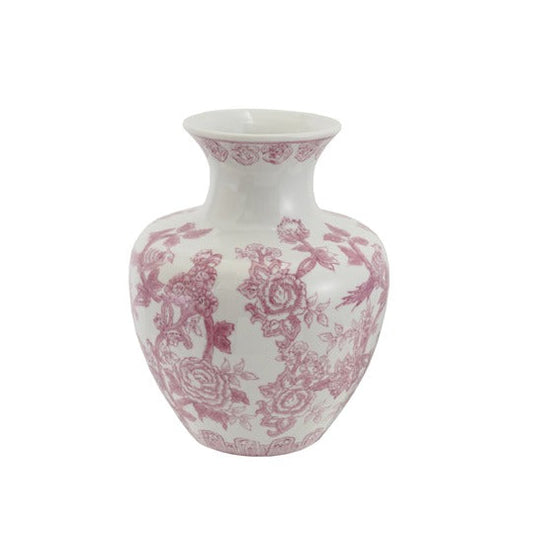Hand-Painted Stoneware Vase - Purple and White