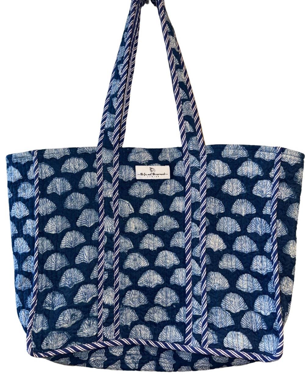 Reversible Quilted Block Printed Beach Bag