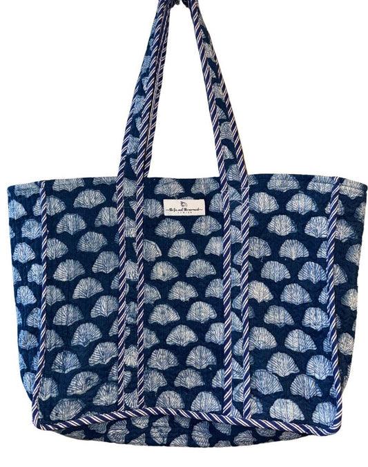 Reversible Quilted Block Printed Beach Bag