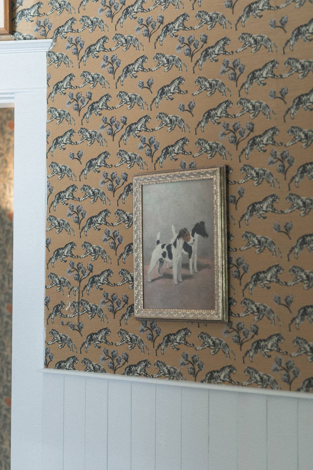 Two Fox Terriers Framed Antique Art: 8x10