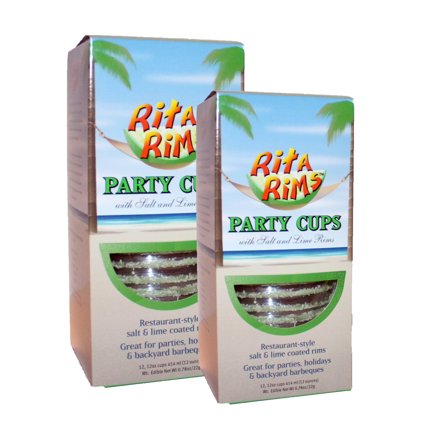RitaRims Salt & Lime Pre Rimmed Cups  12 cups per box: 12 box