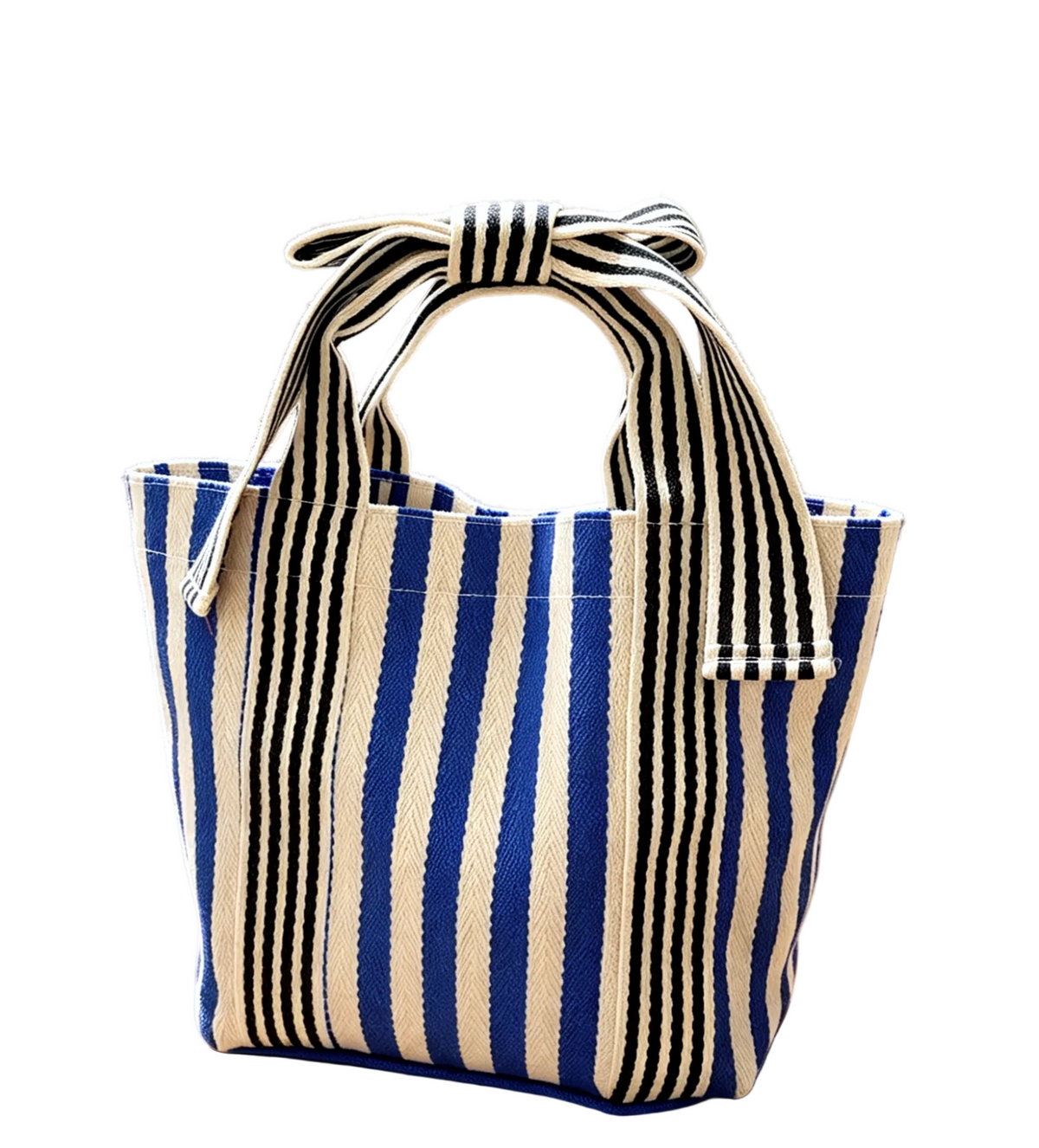 Canvas Striped Tote Bag Bow Handbag
