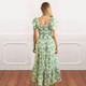 Green Deco Palm Smocked Flutter Sleeve Top & Skirt Set