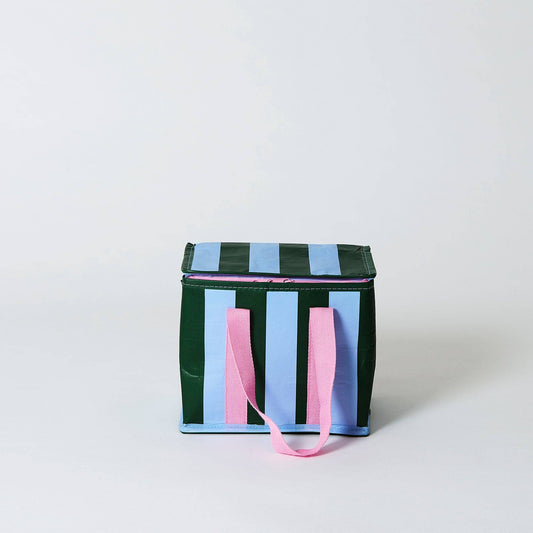 Green Blue Stripe Mini Insulated Tote