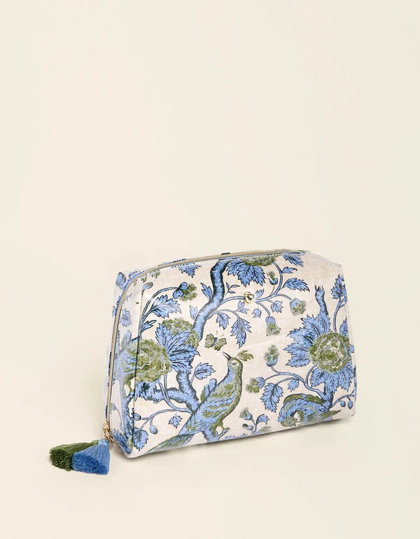 Large Cosmetic Pouch Japonica Bird Green