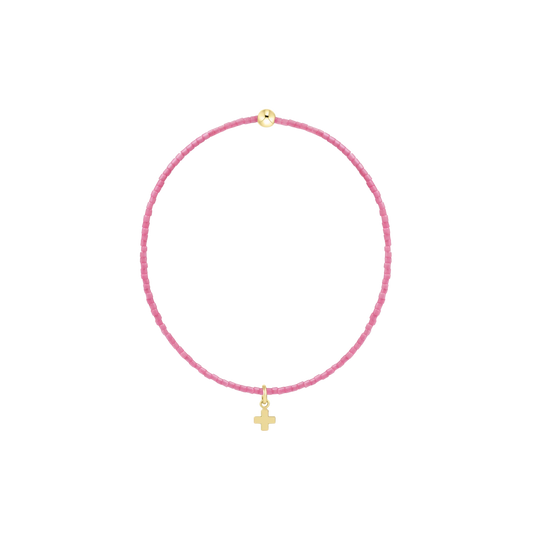 Hope Classic Bubblegum Bracelet- Signature Cross Small Gold Charm
