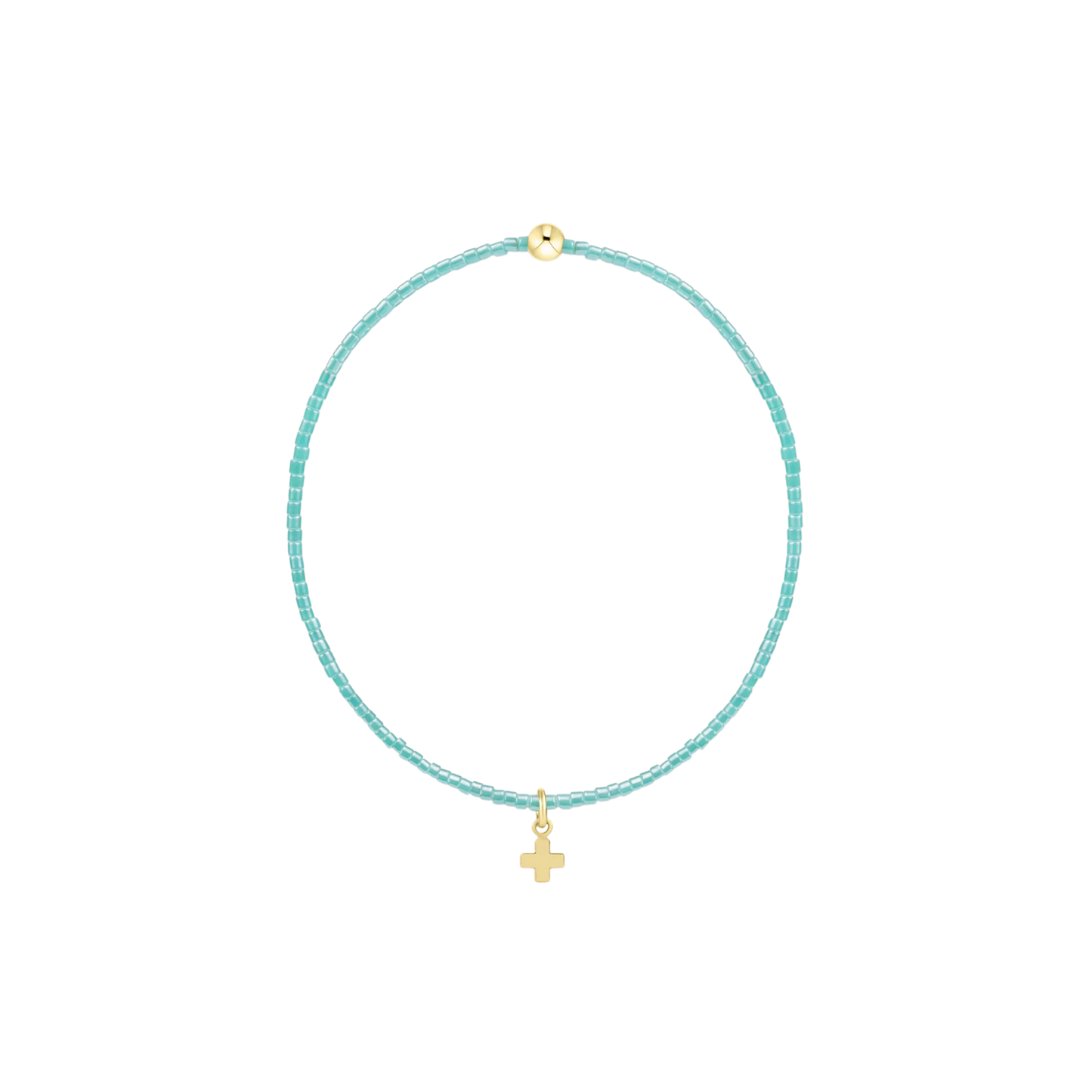 Hope Classic Sea Glass Bracelet- Signature Cross Small Gold Charm