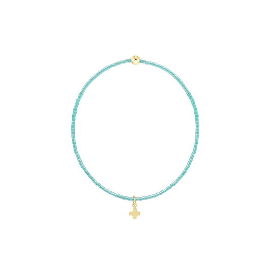 Hope Classic Sea Glass Bracelet- Signature Cross Small Gold Charm