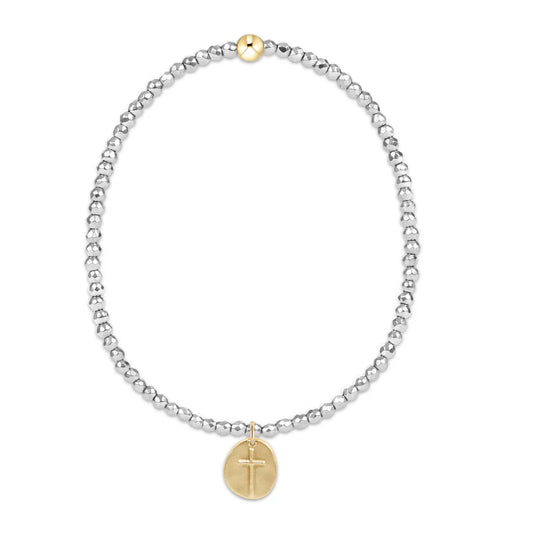 Silver Faceted Hematite 2mm Bead Bracelet - Inspire Small Gold Charm